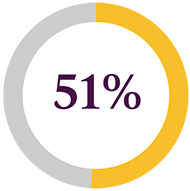 a gray and yellow pie chart with 51% in the middle