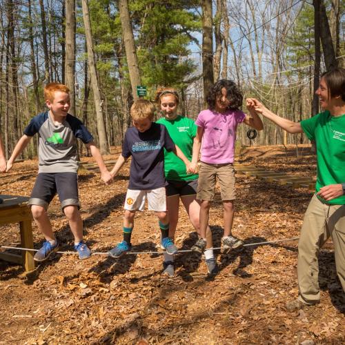 Spring Explorers on the ropes course